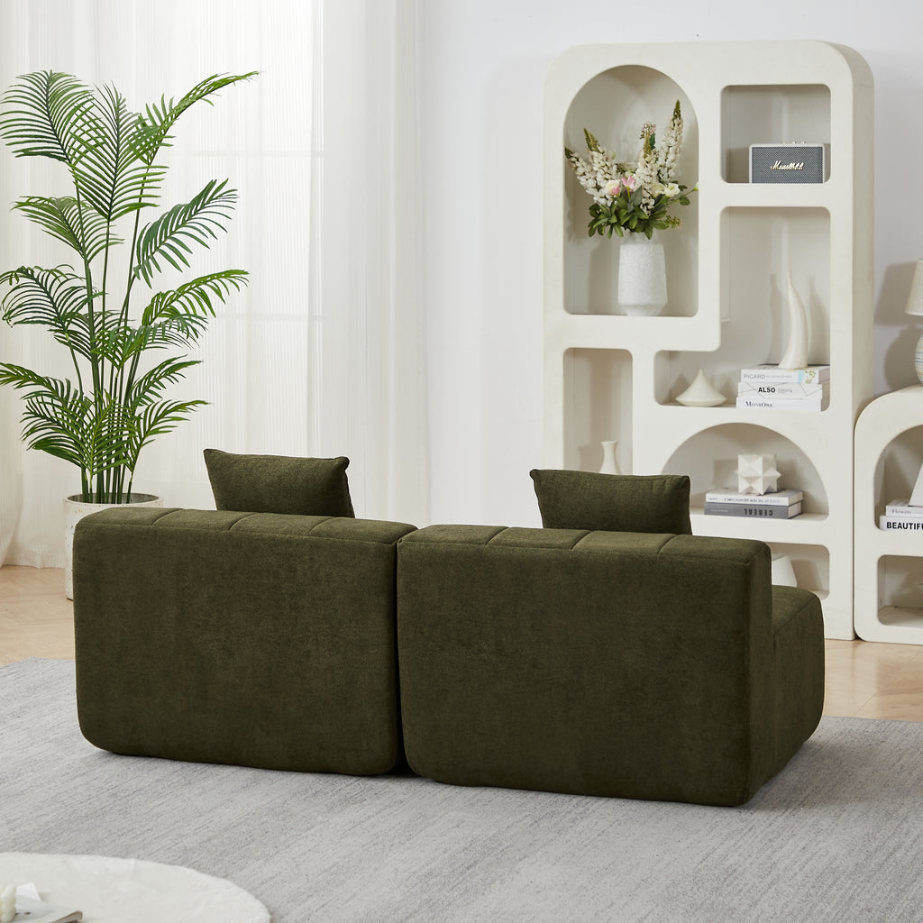 Chenille Curved Sectional Sofa With 2 Pillows,Curved Symmetrical Modular Semi Circular Sofa Sectional For Bedroom, Living Room, Office For Leisure Or Nap, Reading Room, And Lobby