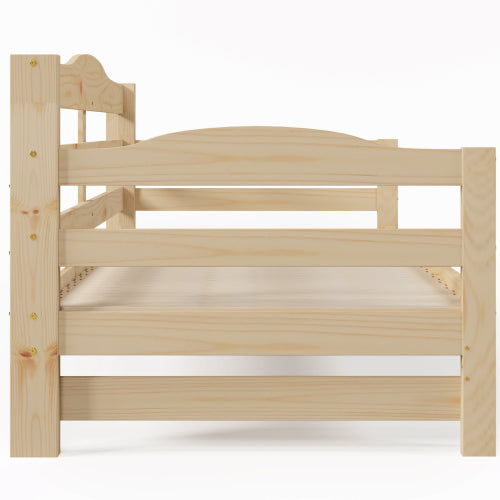 Daybed Cabin Bed SIngle Guest Bed Sofa Bed, Pull Out Trundle For Living Room And Bedroom - 3 FT 90 X190 Cm -Natural