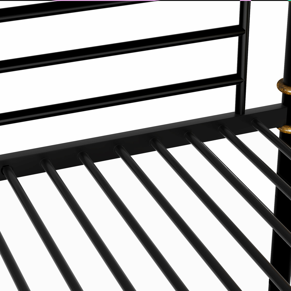 Double Bed Plus Double Bed Plus Metal Bunk Bed, Industrial Grade Detachable Bunk Bed With Safety Railing, Suitable For Teenagers, Black, Prohibited Platform Temu