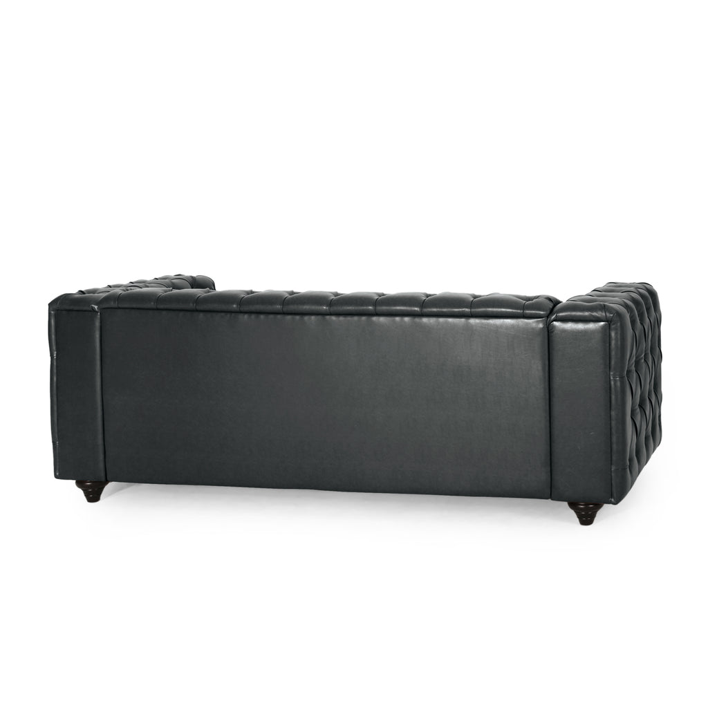 Mirod Comfy 3-seat Sofa With Wooden Legs, PU, For Living Room And Study