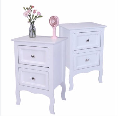 Countryside Style Two-story Bedside Table - White