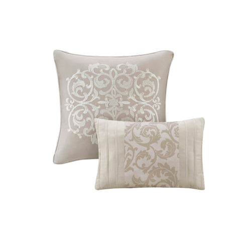 Embroidered 8 Piece Comforter Set Neutral King