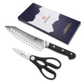 Two-piece Ergonomically Handled Stainless Steel Chef Knife Set With Kitchen Scissors To Meet A Variety Of Cooking Needs
