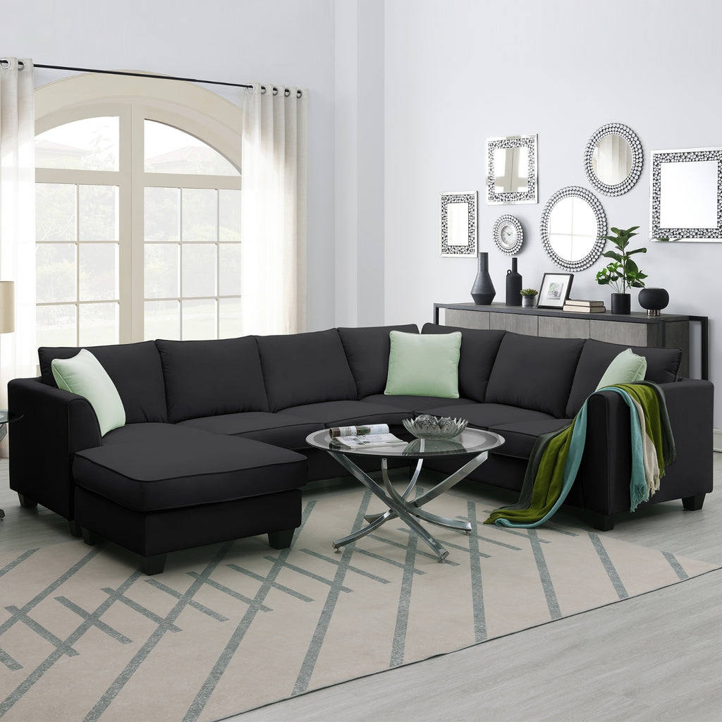 112 87 Sectional Sofa Couches, 7 Seats Modular Living Room Sets