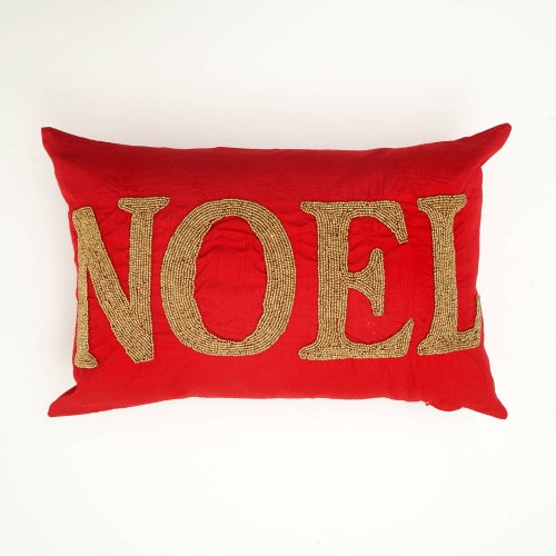 Handmade Red Noel Bead Wooden Pillow