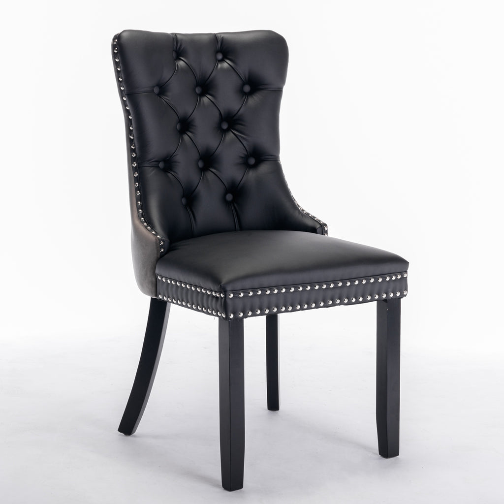 A&A Nikki  Modern Tufted Solid Wood PU & Velvet Upholstered Sofa