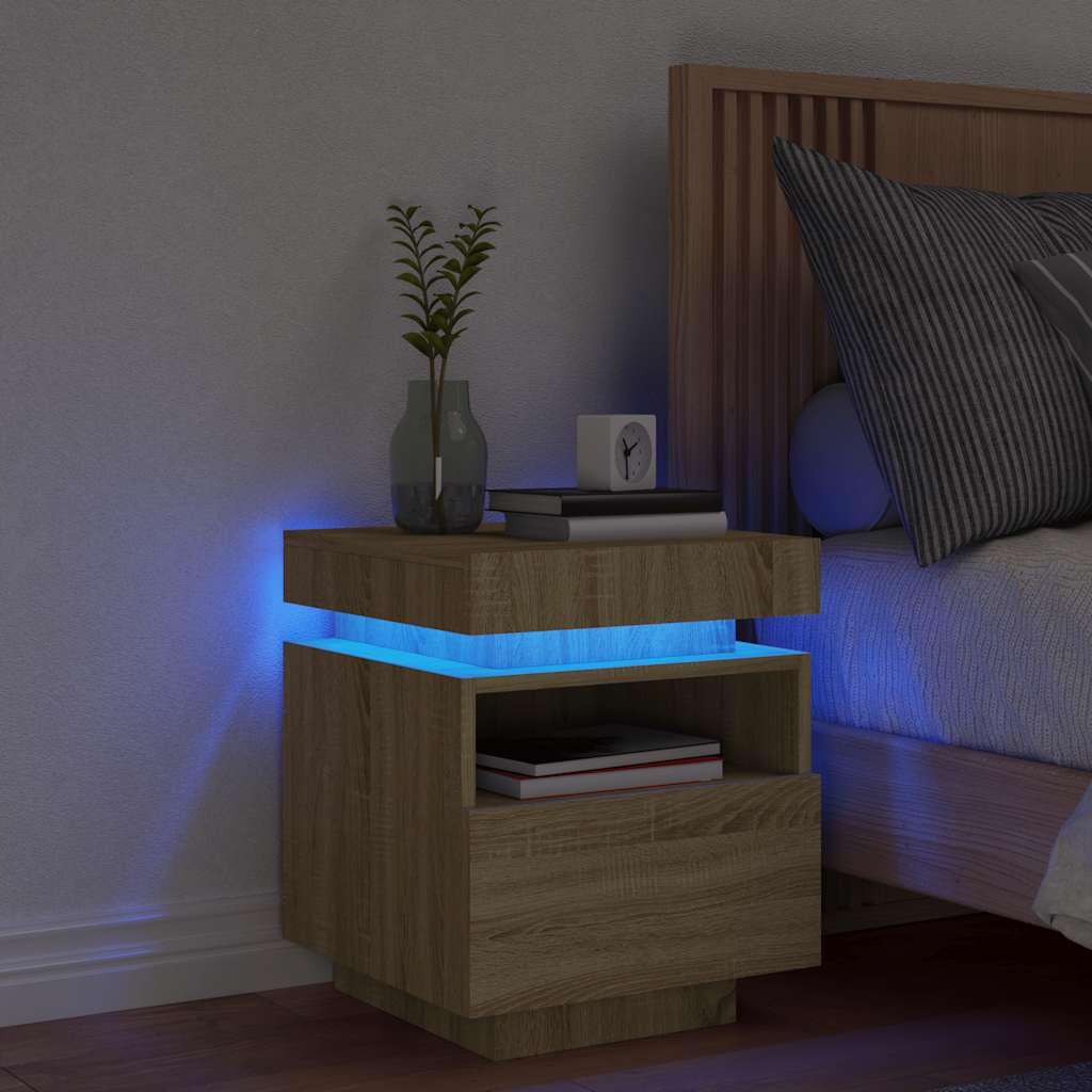 bedside table with LED lights 40x39x48.5 cm   bedside tables