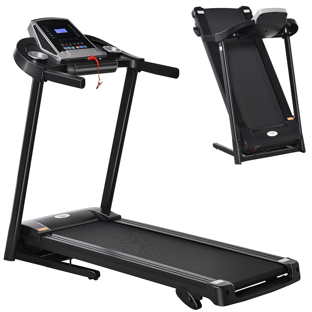 Folding Treadmill, 2.0HP Incline Treadmill Running Machine, 12.8 Km/h, With LED Display, Manual Incline, 12 Preset Programs, Drink & Phone Holder For Home Gym Fitness