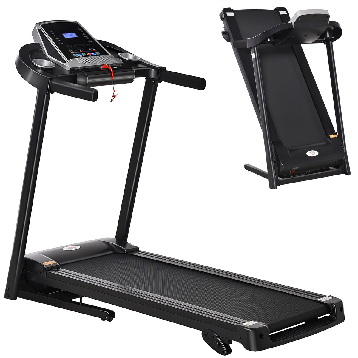 Folding Treadmill, 2.0HP Incline Treadmill Running Machine, 12.8 Km/h, With LED Display, Manual Incline, 12 Preset Programs, Drink & Phone Holder For Home Gym Fitness