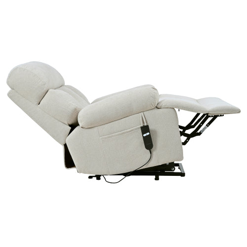 Oversized Power Lift Recliner Chair For Elderly, Electric Fabric Recliner Chair For Seniors, Home Theater Seating,Reclining Sofa Chair With Remote Control,Side Pocket ,Spacious Seat  Light Gray