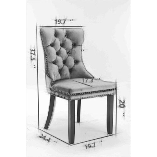 High-end Tufted Solid Wood Contemporary Velvet Upholstered Dining Chair With Chrome Stainless Steel Plating Legs,Nailhead Trim,Set Of 2