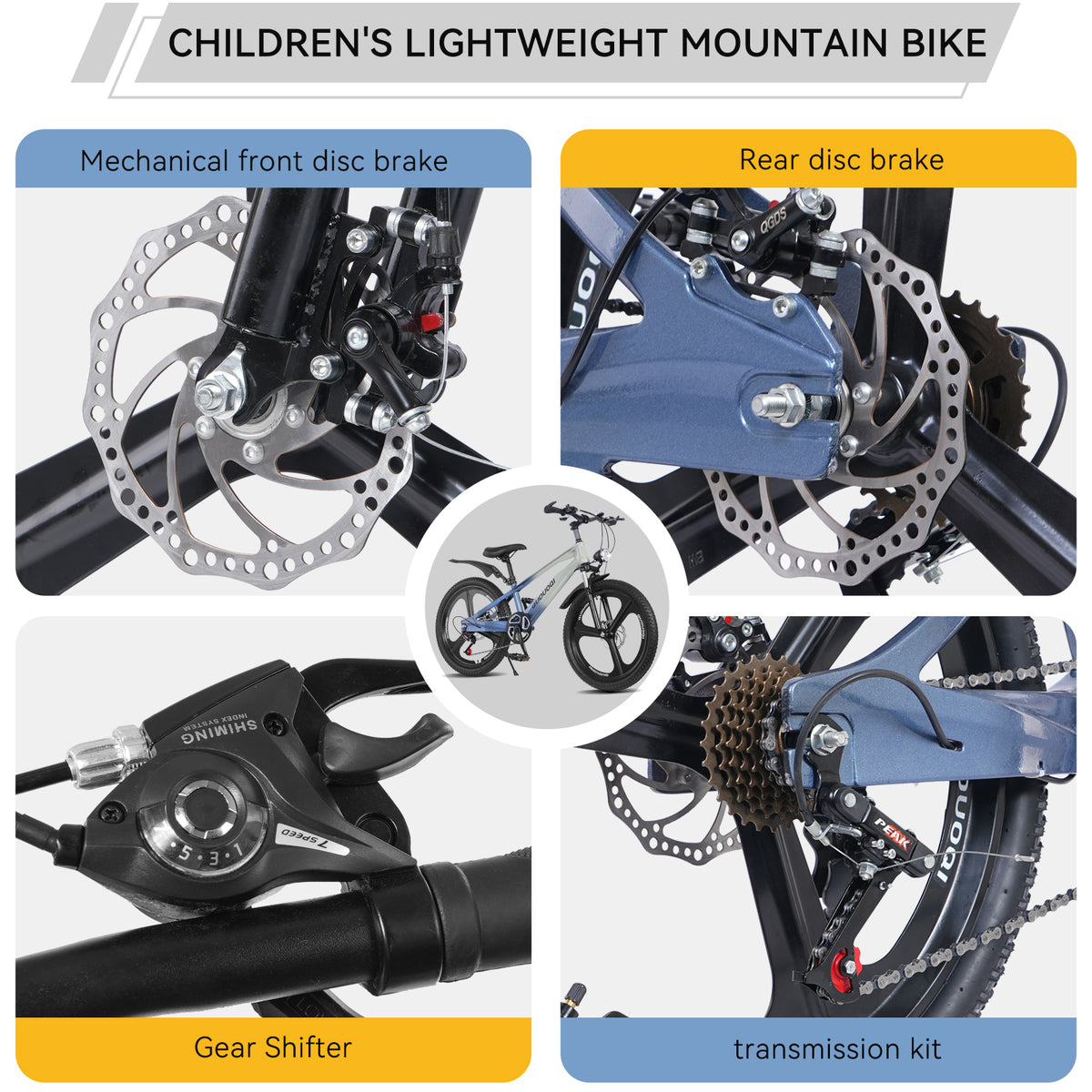 FKZNPJ 20 Inch Kids Mountain Bike, 7-Speed Youth Bicycle With Magnesium Alloy Frame  One-Piece Wheels, Lightweight Kids Bike For Boys And Girls Ages 8  -12