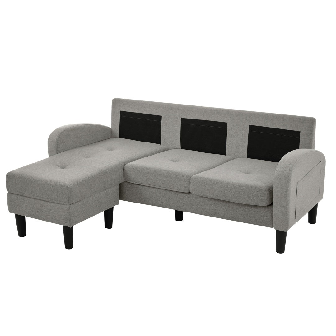 L-shaped Corner Sofa With Chaise Lounge - 3-Seater Sofa, 166 X 118 X 77 Cm, Breathable Cotton-Linen Fabric, Plastic Legs, Modular Design, Ideal For Living Rooms, Apartments, And Offices