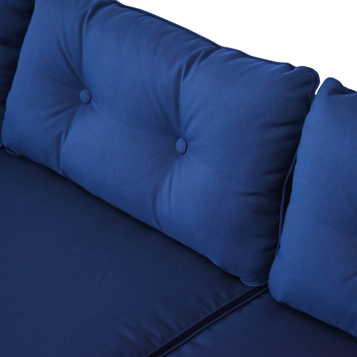3 Piece Patio Furniture Set, Rattan Outdoor Sofa Set with Chaise Lounge & Loveseat, Soft Cushions, Tempered Glass Table, L-Shaped Sectional Couch, Blue