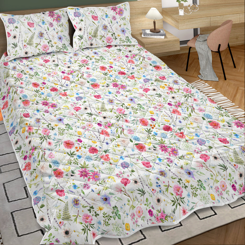 Red Floral Quilt 3 Pieces Microfiber Quilt Sets Lightweight Bedspreads Botanical Coverlets Quilt Bedding Set All Season Quilts Twin Full Queen King Size