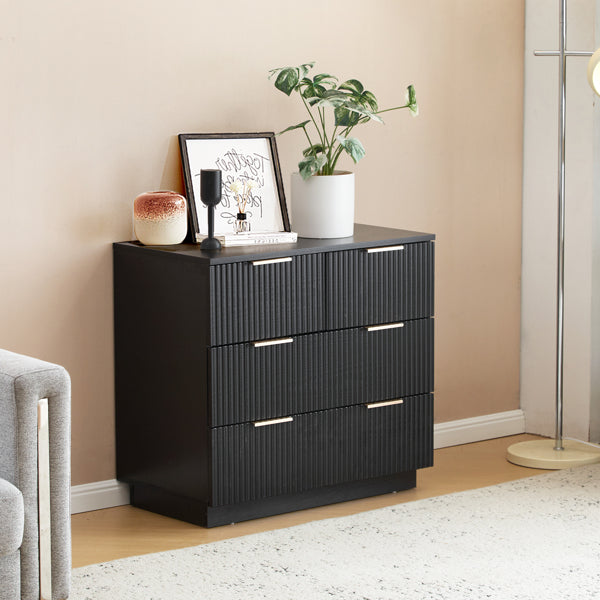 Modern Bedside Cabinet 4 Drawer | Wavy Design Nightstand