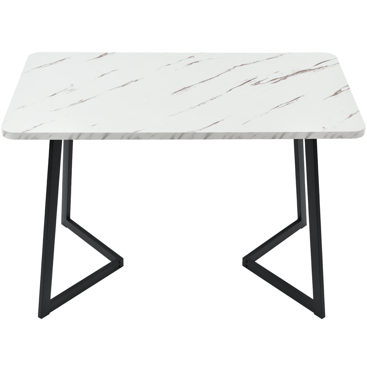 117x68cm Dining Table,1-St, Metal Frame Rectangular Dining Table Modern Marble Pattern Kitchen Table With Metal Legs For Dining Room Living Room, BlackWhite
