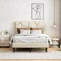 Queen Bed Frame, Linen Storage Headboard, Strong And Stable, No Noise, No Box Spring, Easy To Assemble
