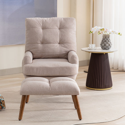 Lounge Chair With Footrest, 5-stage Adjustable Backrest, Tiltable, Chair With Side Pockets