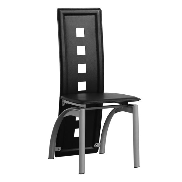 4pcs Long Backrest Square Hollow Decoration PU Leather Dining Chairs