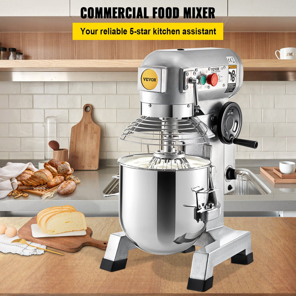 Commercial Food Mixer, 30Qt Commercial Mixer With Timer Function, 1100W Stainless Steel Bowl Heavy-duty Electric Food Mixer, 3-speed Adjustable 108/199/382 RPM