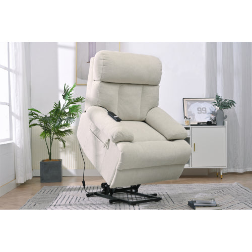 Oversized Power Lift Recliner Chair For Elderly, Electric Fabric Recliner Chair For Seniors, Home Theater Seating,Reclining Sofa Chair With Remote Control,Side Pocket ,Spacious Seat  Light Gray