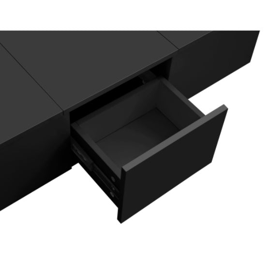 Black high gloss Coffee Table, With Push-Pull Storage Structure, Double-Sided Drawers