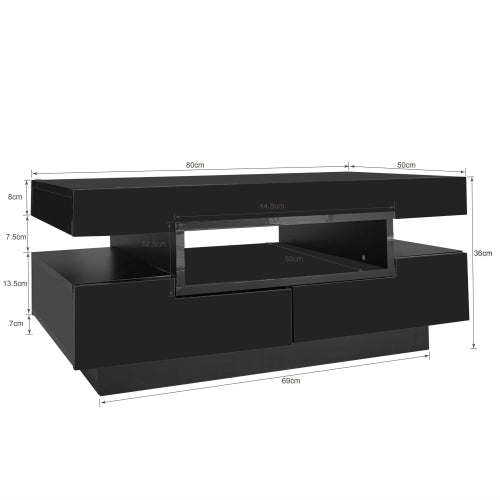High gloss LED Coffee Table with Four Drawer storage