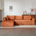 Compression Sectional Couch With Comfy Chaise, Boneless L Shape Sofa With Deep Seat, Minimalist Modular Couches Sleeper For Living Room Bedroom Apartment Lounge,corduroy,Brown