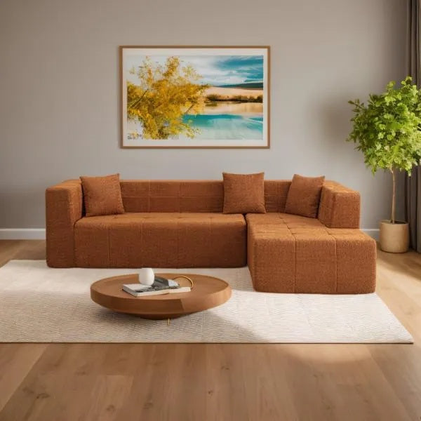 Modular L-Shaped Sectional Floor Couch, Deep Seat Tufted Comfy Sofa Set With Chaise For Living Room