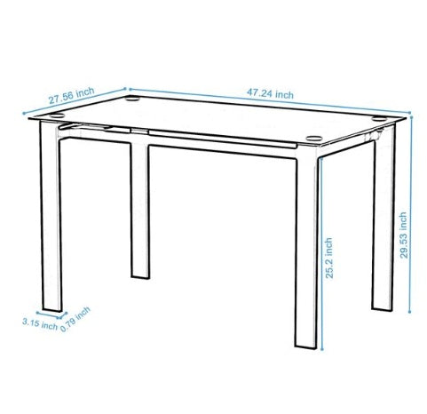 Modern Tempered Glass Black Dining Table
