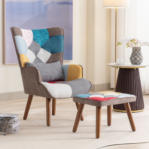 Multi-colour Lounge Chair With Footrest, Backrest And Cushion, Living Room Lounge Chair Combination