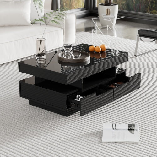 High gloss LED Coffee Table with Four Drawer storage