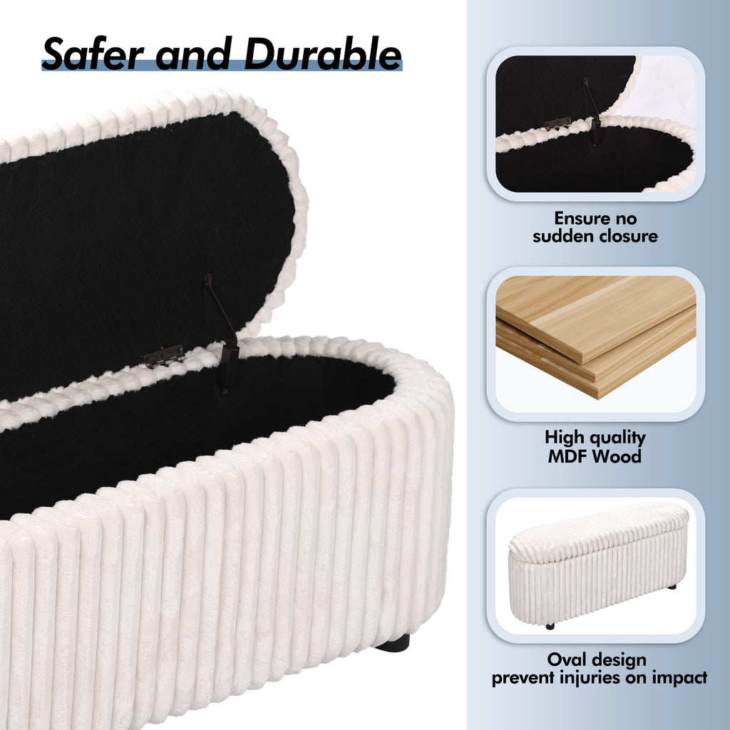 Linen Upholstered Storage Bench