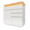 Chest Of Drawers,High-gloss Sideboard Cabinet With 2 Doors And 3 Drawers,Storage With RGB LED App-controlled,Multi-purpose Cabinet For Living Room And Bedroom, 115 X 110 X 39 Cm, White