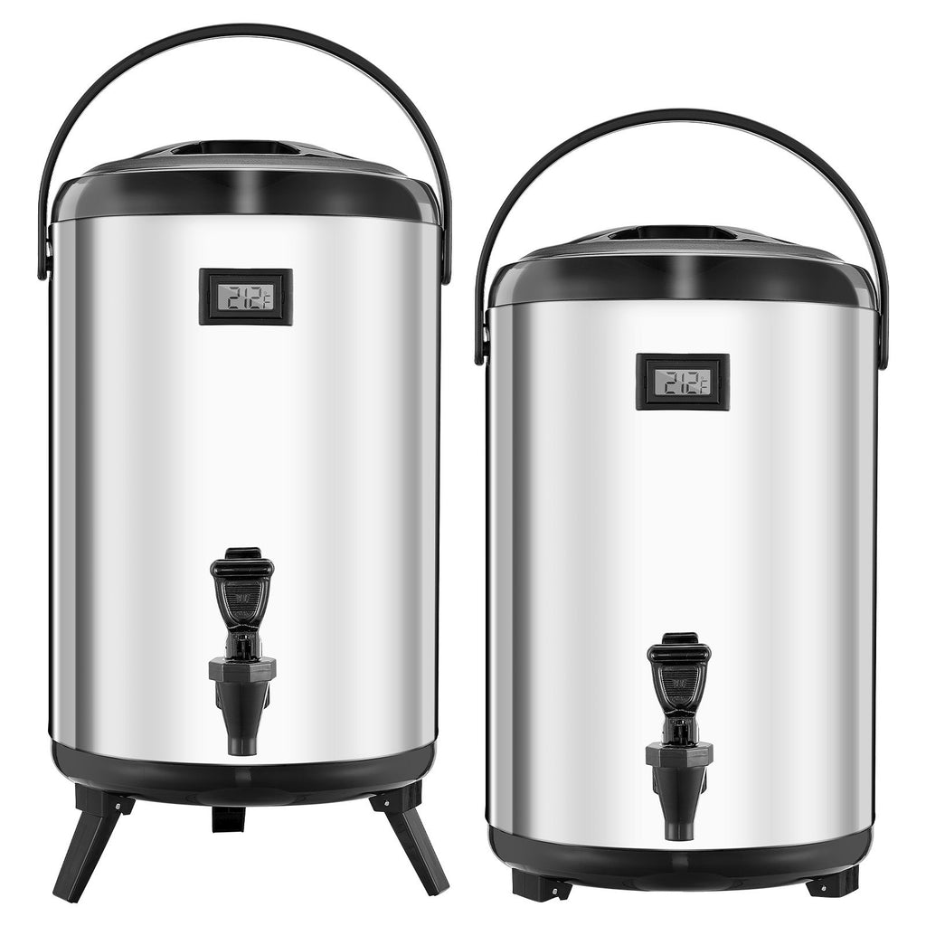 3.2 Gal Insulated Beverage Dispenser For Hot & Cold Drinks 2 Pack Silver