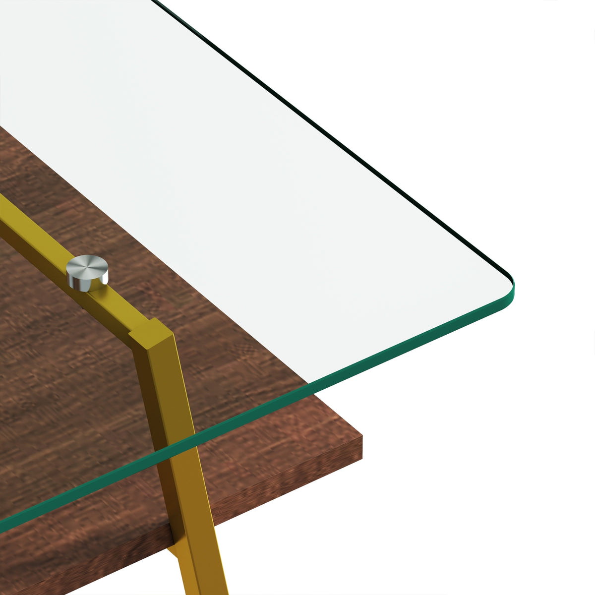 Rectangle Coffee Table, Tempered Glass Tabletop With Gold Metal Legs, Modern Table For Living Room