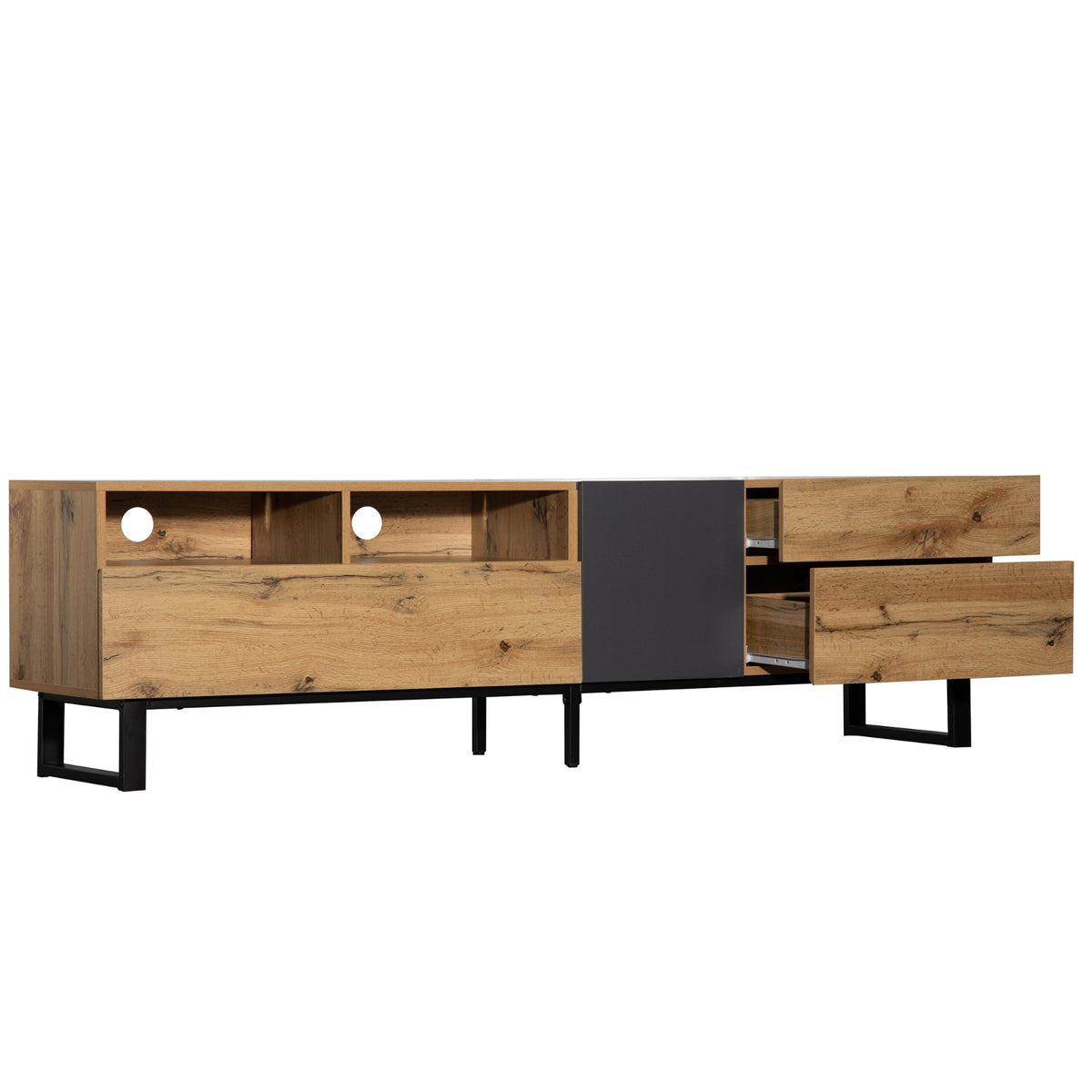 Modern TV Stand For 80'' TV, Double Storage, Media Console, Entertainment Center