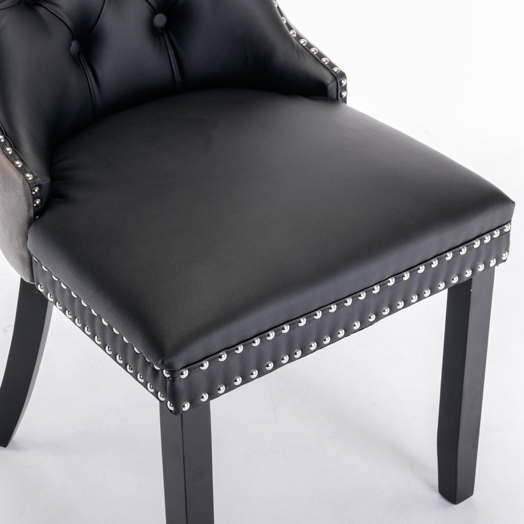 A&A Nikki  Modern Tufted Solid Wood PU & Velvet Upholstered Sofa