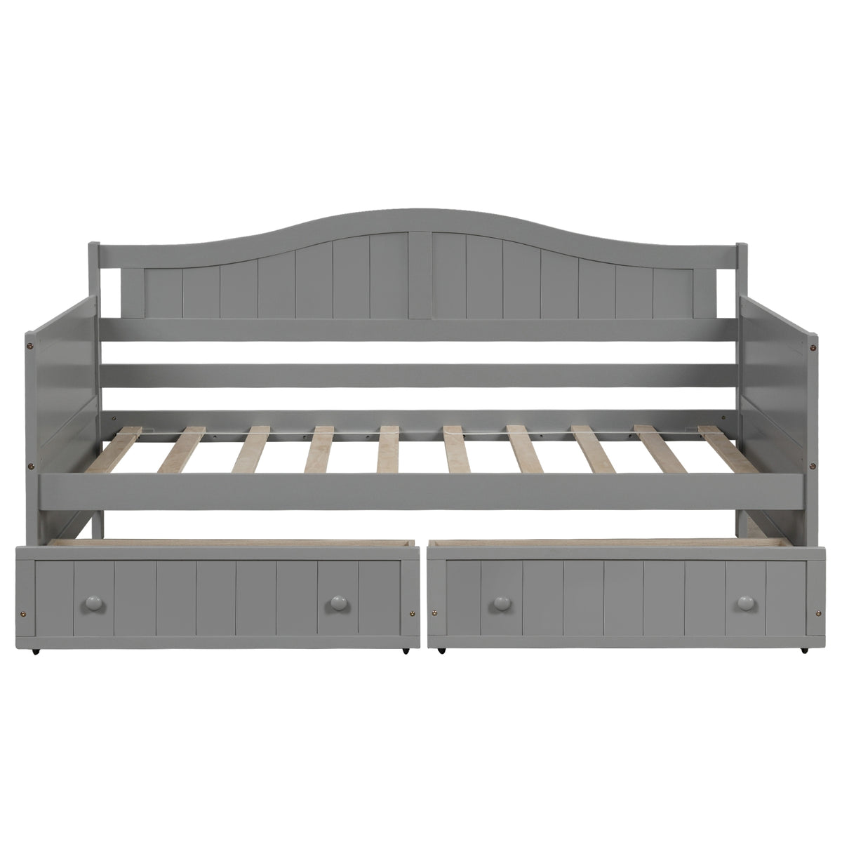 Twin Wooden Daybed With 2 Drawers, Sofa Bed, No Box Spring Needed - Gray