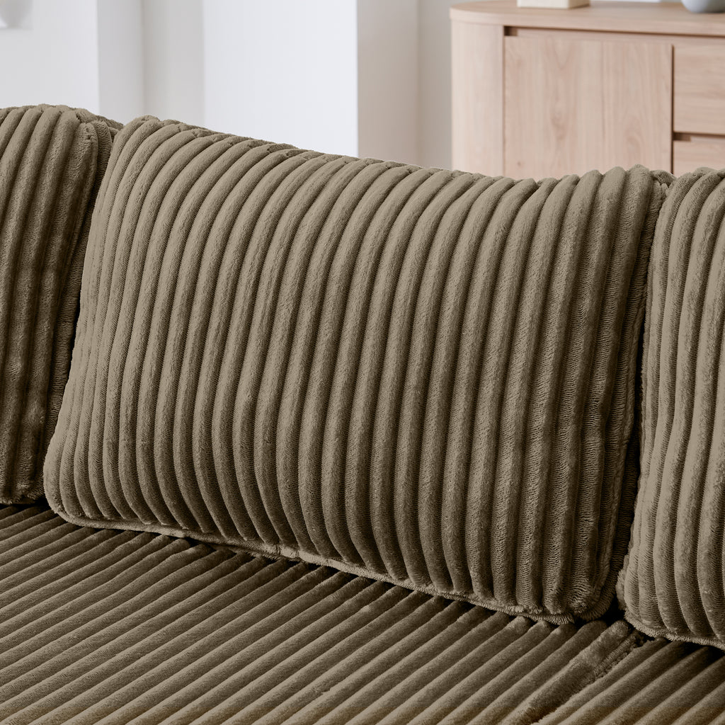 U Shape Modular Sectional Sofa, Compressed Sectional Sofa Modern Minimalist Style Corduroy Couch, Sleeper Sofa For Living Room, Bedroom, Comfy Compressed Sofa -Brown