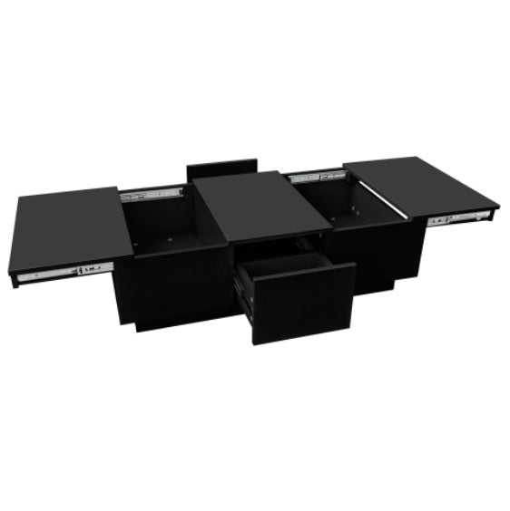 Black high gloss Coffee Table, With Push-Pull Storage Structure, Double-Sided Drawers