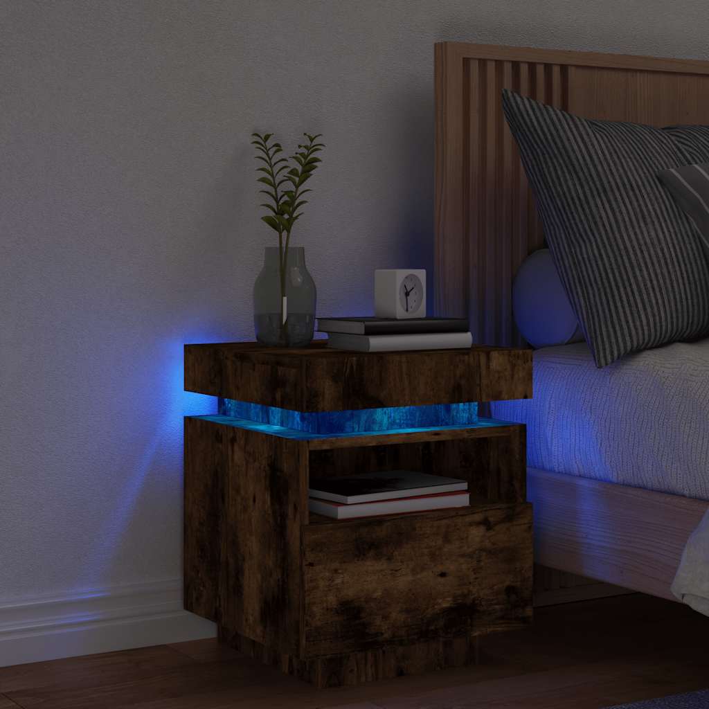 bedside table with LED lights 40x39x48.5 cm   bedside tables
