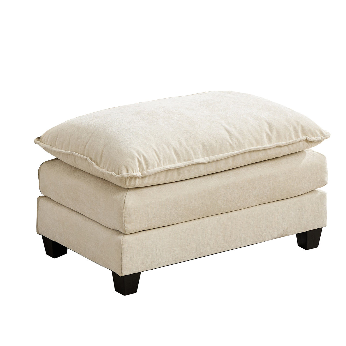 Cloud Sofa Ottoman Only, Modern Sectional Couch, For Living Room Bedroom And Apartment, Comfy Double Layer Upholstered Seat Cushion, Breathable Chenille Fabric, Beige