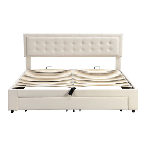 Upholstered Bed King Size Bed 5ft 150x200cm Velvet Fabric  Double Bed  Large Storage Space,With Slats And Headboard,Without Mattress,Grey