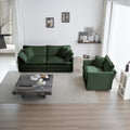 2 Seater Loveseat And Chair Set, 2 Piece Sofa & Chair Set, Loveseat And Accent Chair , 2-Piece Upholstered Chenille Sofa Living Room Couch Furniture 1-2 Seat  ,Green Chenille