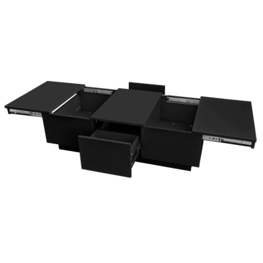 Black high gloss Coffee Table, With Push-Pull Storage Structure, Double-Sided Drawers