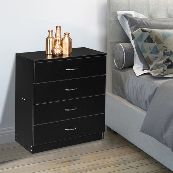 4-drawer Bedside Storage Cabinet, Black