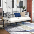 Metal Daybed Frame Multifunctional Mattress Foundation Bed Sofa With Headboard, Twin, Black
