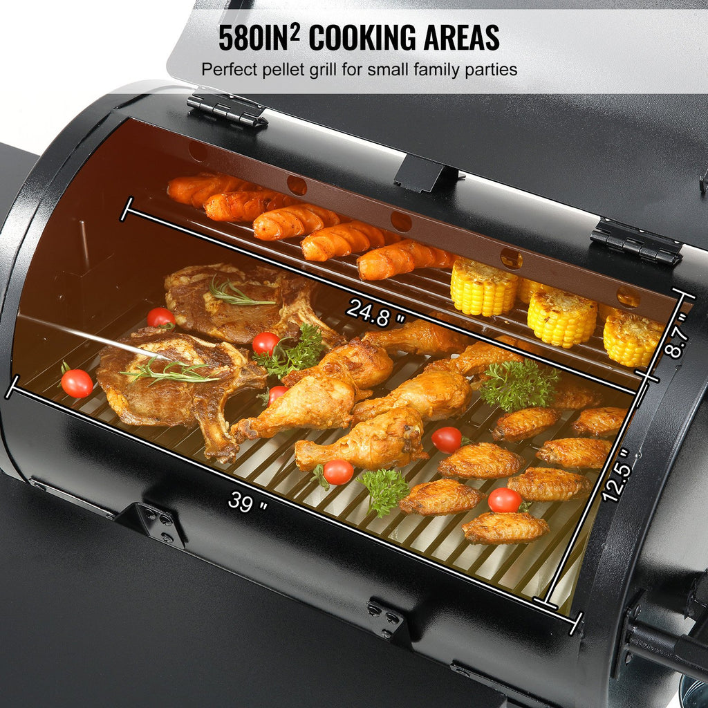 53 Inch Portable Charcoal Grill, Propane Gas Grills With Cover And Cart, Heavy Duty Iron BBQ Grill, Mini Tabletop Smoker For Outdoor Cooking, Barbecue Camping, Picnic, Patio, And Backyard, Black